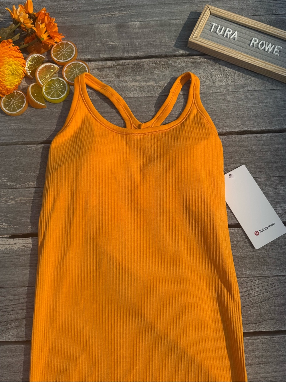 Lululemon Ebb to Street Tank Top Citrus Sizzle Size 6 Built In Bra NWT 🍊 orange